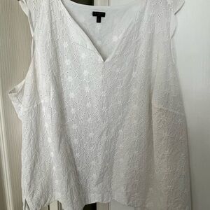 Talbots White Eyelet Scalloped Sleeveless Blouse - fully lined 3X